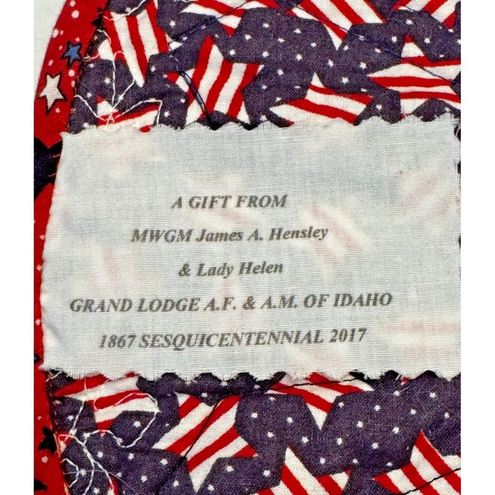 Masonic Grand Lodge of Idaho 1867 Sesquicentennial Quilted Mat Americana 14.5" - Picture 6 of 7